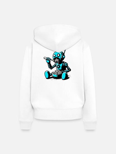 Marsianischer außerirdischer außerirdischer Roboter - Frauen Premium Bio Zip Hoodie - Weiß
