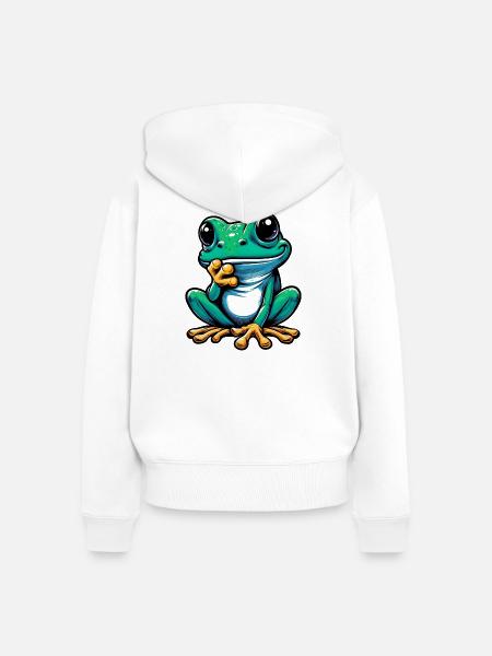 Frosch - Frauen Premium Bio Zip Hoodie - Weiß