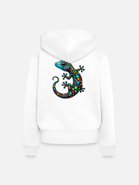 Gecko - Frauen Premium Bio Zip Hoodie - Weiß