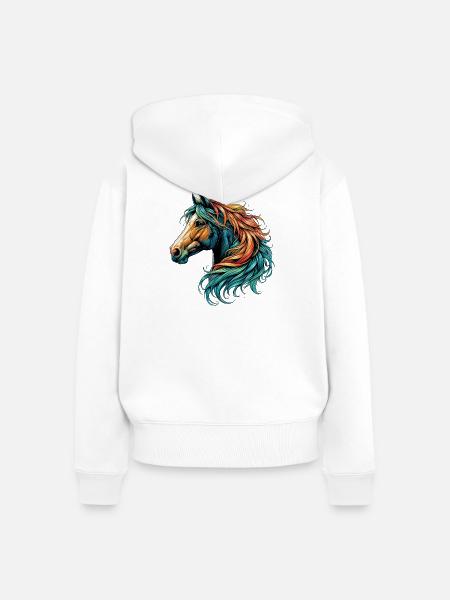 Pferd - Frauen Premium Bio Zip Hoodie - Weiß