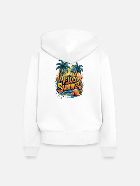 Sommer Tropical Vibe Print - Frauen Premium Bio Zip Hoodie - Weiß
