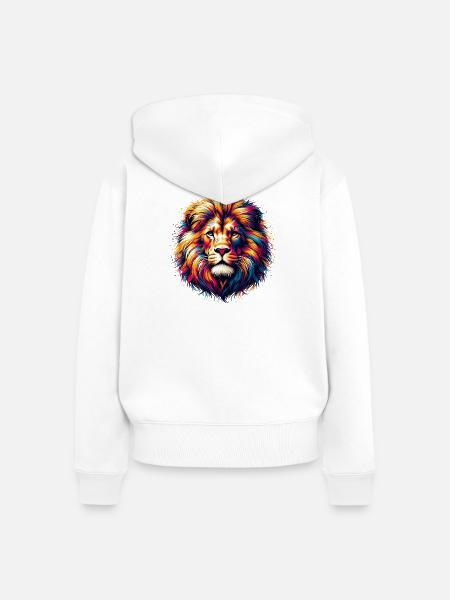 Löwe - Frauen Premium Bio Zip Hoodie - Weiß