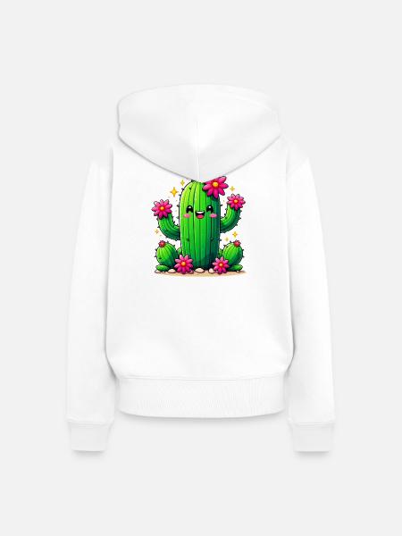 Kaktus - Frauen Premium Bio Zip Hoodie - Weiß