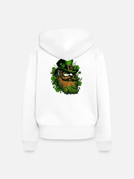 Leprechaun Irland - Frauen Premium Bio Zip Hoodie - Weiß