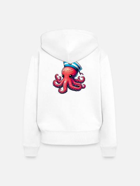 Krake - Frauen Premium Bio Zip Hoodie - Weiß