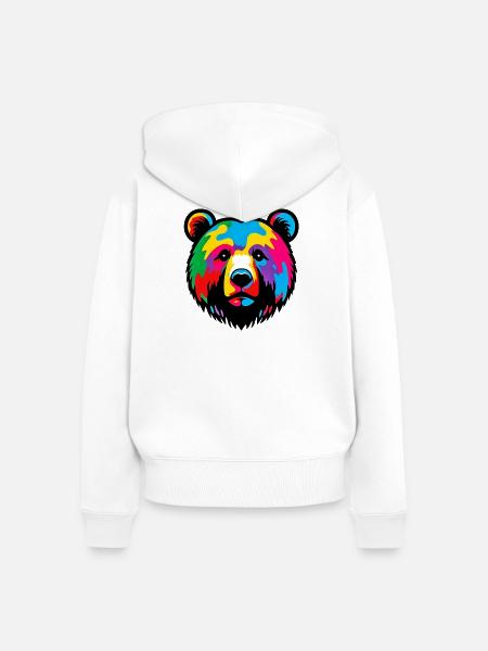 Bär - Frauen Premium Bio Zip Hoodie - Weiß