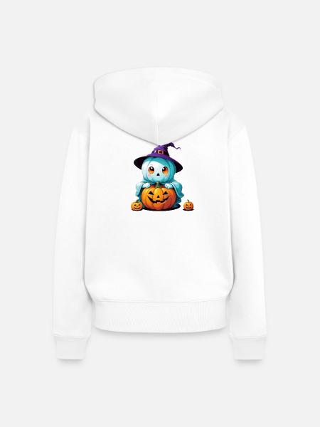 Hexen-Gespenst - Frauen Premium Bio Zip Hoodie - Weiß