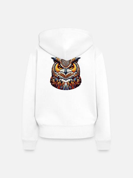 Eule - Frauen Premium Bio Zip Hoodie - Weiß