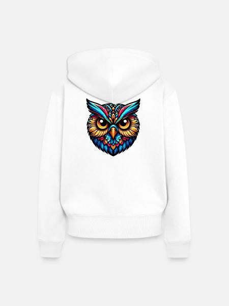 Eule - Frauen Premium Bio Zip Hoodie - Weiß