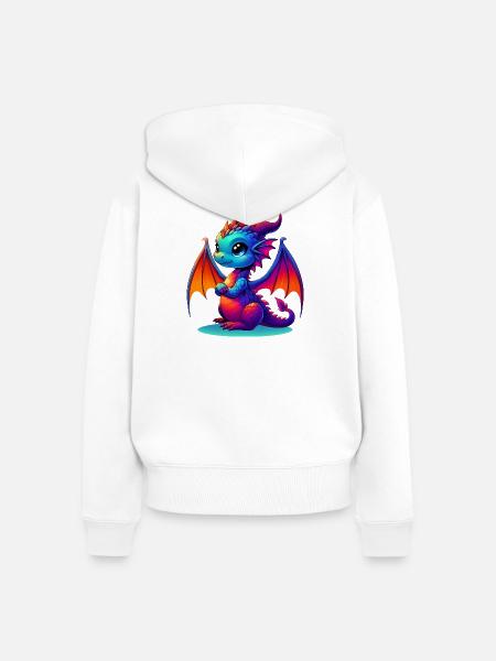 Drache - Frauen Premium Bio Zip Hoodie - Weiß