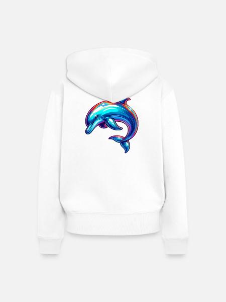 Delfin - Frauen Premium Bio Zip Hoodie - Weiß