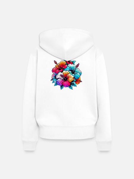 Hibiskusblüten - Frauen Premium Bio Zip Hoodie - Weiß