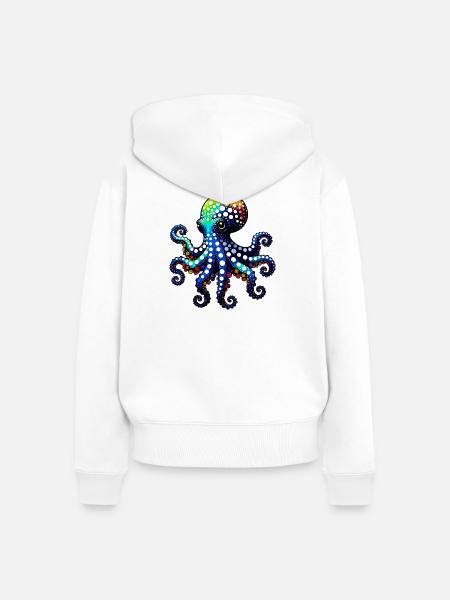 Krake - Frauen Premium Bio Zip Hoodie - Weiß