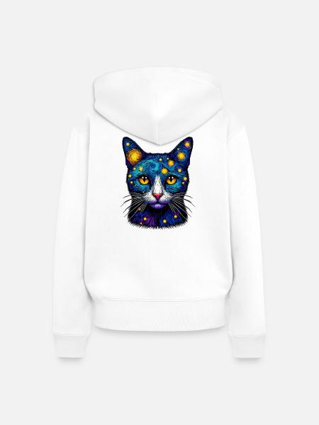 Katze - Frauen Premium Bio Zip Hoodie - Weiß