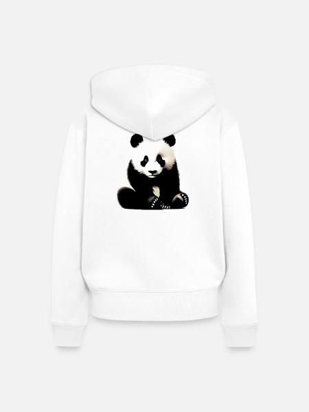 Panda - Frauen Premium Bio Zip Hoodie - Weiß