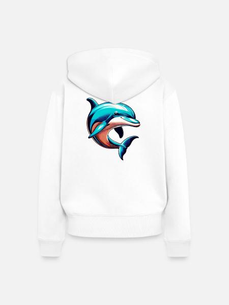 Delfin - Frauen Premium Bio Zip Hoodie - Weiß