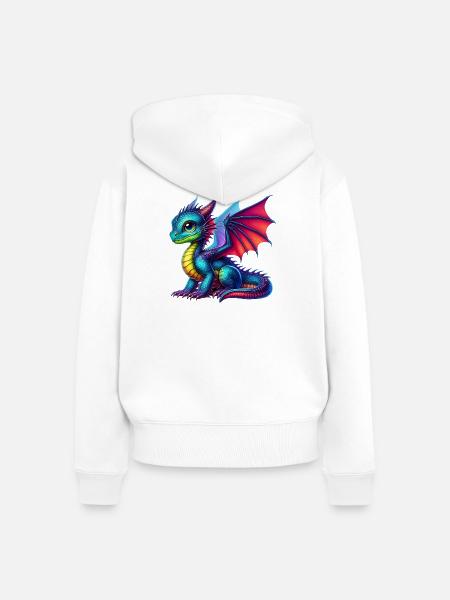 Drache - Frauen Premium Bio Zip Hoodie - Weiß