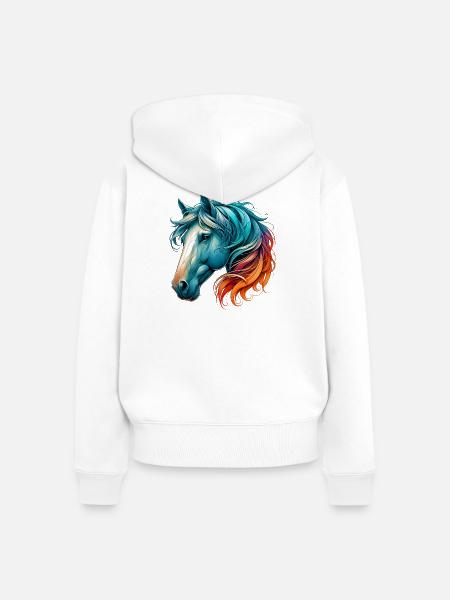 Pferd - Frauen Premium Bio Zip Hoodie - Weiß