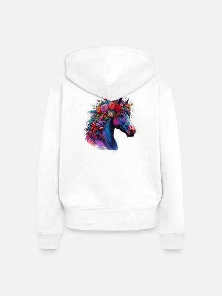 Pferd - Frauen Premium Bio Zip Hoodie - Weiß