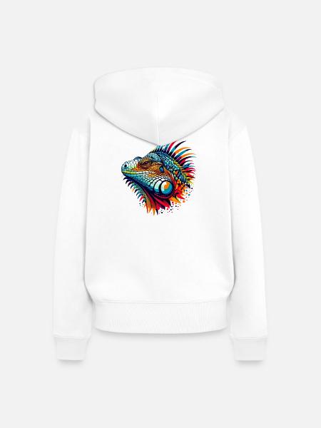 Leguan - Frauen Premium Bio Zip Hoodie - Weiß
