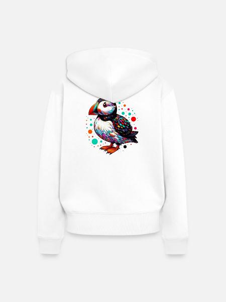 Papageitaucher - Frauen Premium Bio Zip Hoodie - Weiß