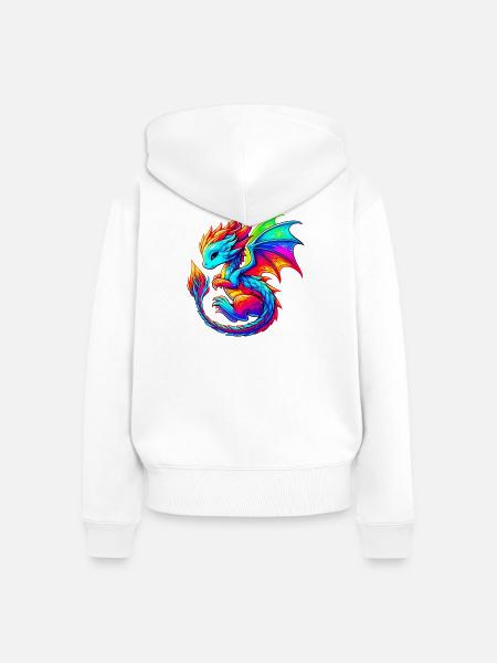 Drache - Frauen Premium Bio Zip Hoodie - Weiß