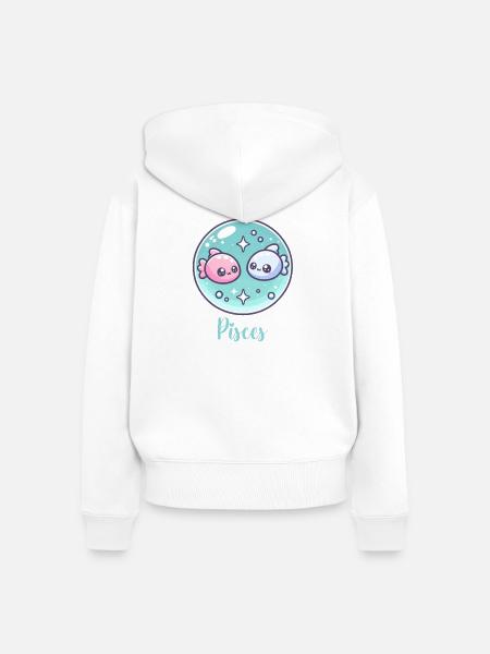 Süße Pisces Sternzeichen Astrologie Geschenk - Frauen Premium Bio Zip Hoodie - Weiß