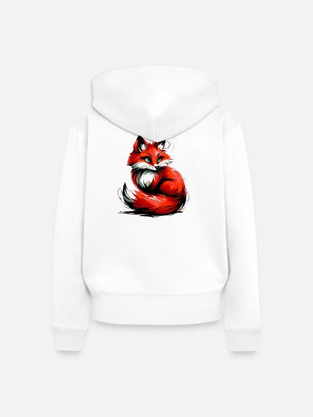 Fuchs - Frauen Premium Bio Zip Hoodie - Weiß