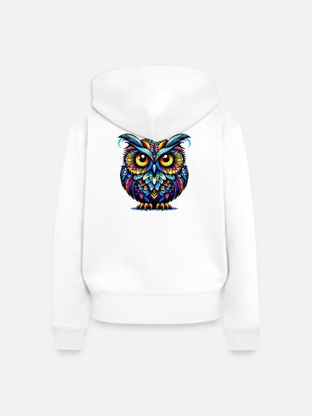 Eule - Frauen Premium Bio Zip Hoodie - Weiß