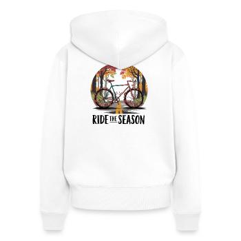 Scène de route cyclable d’automne - Sweat à capuche zippé Premium bio Femme - blanc - Dos - AI Model Female 172 light (172cm)