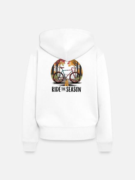 Herbstliche Fahrradstraßenszene - Frauen Premium Bio Zip Hoodie - Weiß