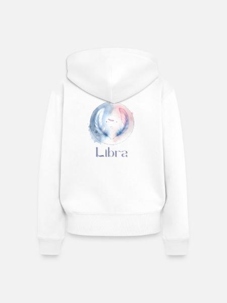 Elegantes Libra Sternzeichen Aquarell Geschenk - Frauen Premium Bio Zip Hoodie - Weiß