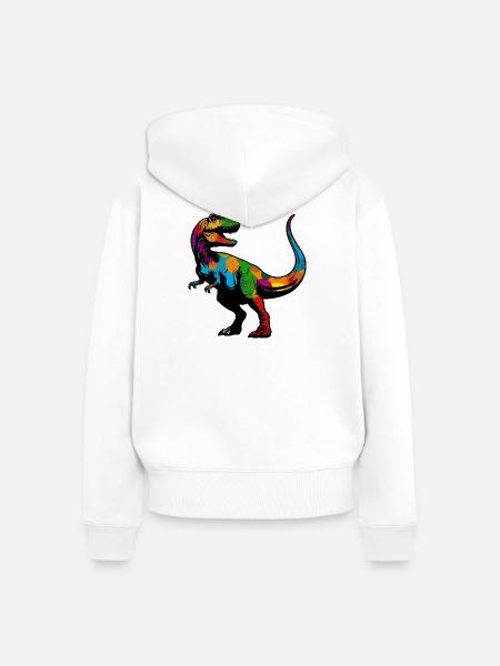 Dinosaurier - Frauen Premium Bio Zip Hoodie - Weiß