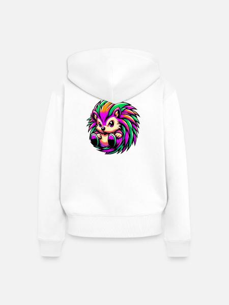 Igel - Frauen Premium Bio Zip Hoodie - Weiß