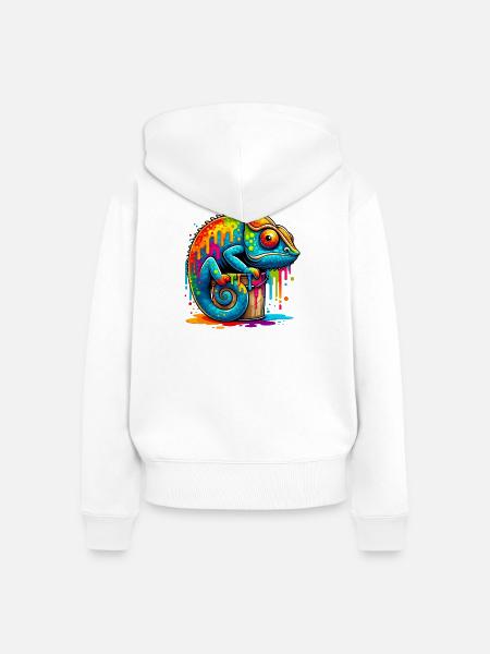Chamäleon - Frauen Premium Bio Zip Hoodie - Weiß