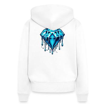 Diamant - Sweat à capuche zippé Premium bio Femme - blanc - Dos - AI Model Female 172 light (172cm)