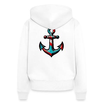 Ein Anker - Frauen Premium Bio Zip Hoodie - Weiß - Hinten - AI Model Female 172 light (172cm)