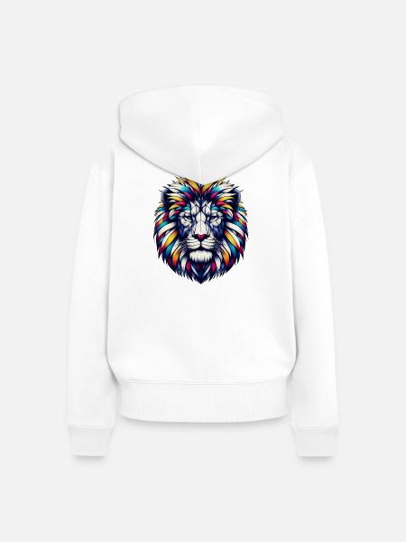 Löwe - Frauen Premium Bio Zip Hoodie - Weiß
