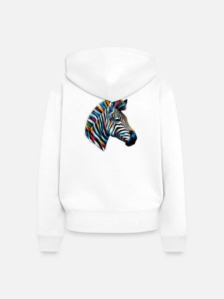 Zebra - Frauen Premium Bio Zip Hoodie - Weiß