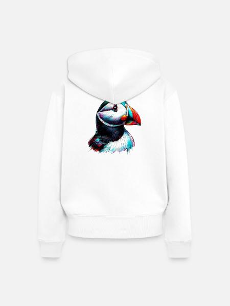 Papageitaucher - Frauen Premium Bio Zip Hoodie - Weiß