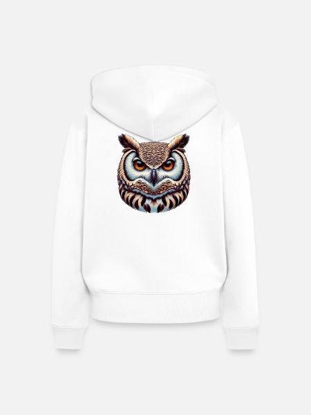 Eule - Frauen Premium Bio Zip Hoodie - Weiß