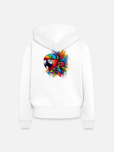 Papagei - Frauen Premium Bio Zip Hoodie - Weiß