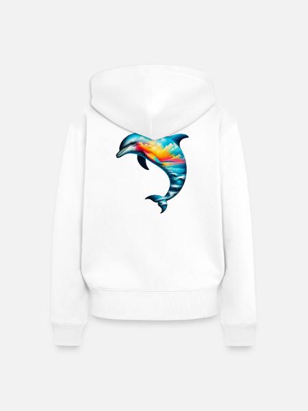 Delfin - Frauen Premium Bio Zip Hoodie - Weiß