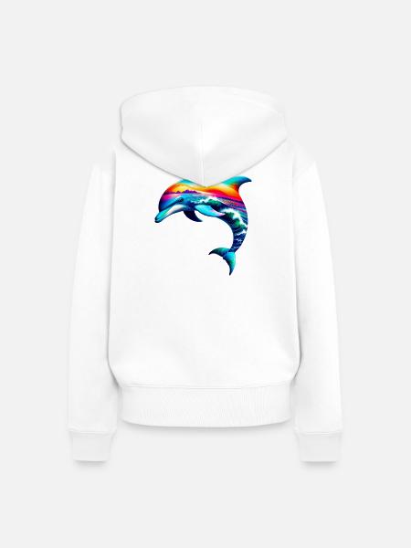 Delfin - Frauen Premium Bio Zip Hoodie - Weiß