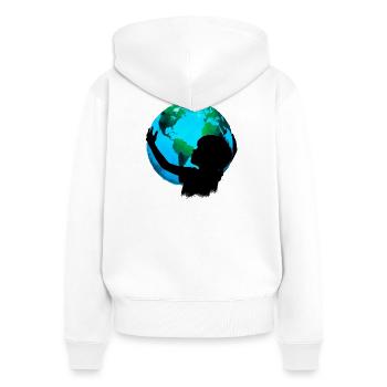Planète Terre - Sweat à capuche zippé Premium bio Femme - blanc - Dos - AI Model Female 172 light (172cm)