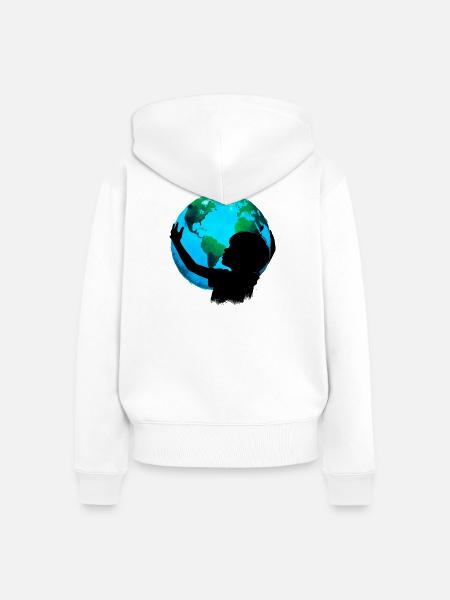 Planet Erde - Frauen Premium Bio Zip Hoodie - Weiß
