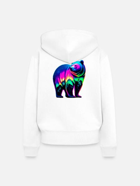 Bär - Frauen Premium Bio Zip Hoodie - Weiß