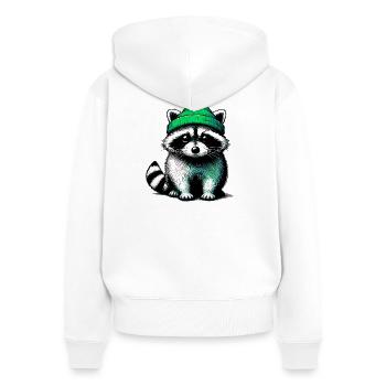 Waschbär - Frauen Premium Bio Zip Hoodie - Weiß - Hinten - AI Model Female 172 light (172cm)