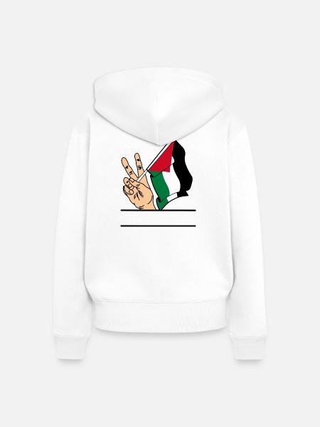 Flagge Palästina Friedenszeichen Textraum - Frauen Premium Bio Zip Hoodie - Weiß