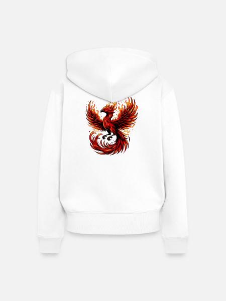 Roter Phönix - Frauen Premium Bio Zip Hoodie - Weiß